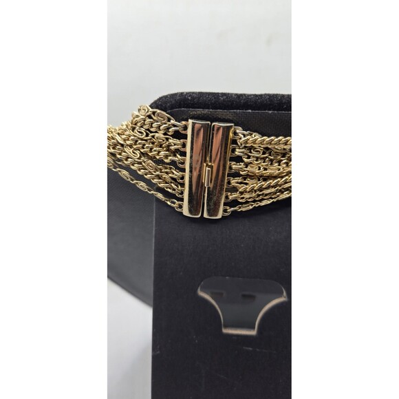 Vintage Signed Monet Gold Tone 11 Strand Cascading Layered Chain Necklace 18”-22 - Picture 2 of 6